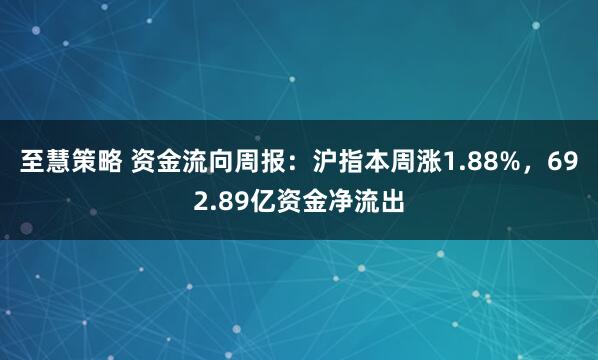至慧策略 资金流向周报:沪指本周涨1.88%,692.89亿资金净流出