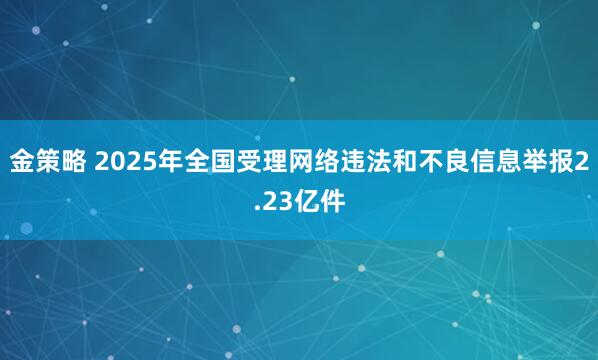 金策略 2025年全国受理网络违法和不良信息举报2.23亿件