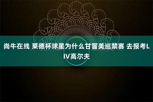 尚牛在线 莱德杯球星为什么甘冒美巡禁赛 去报考LIV高尔夫